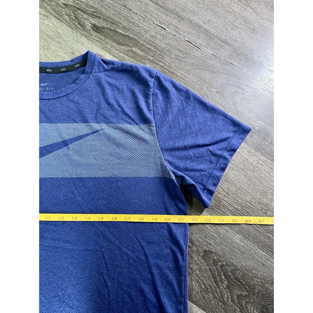 Nike Dri-Fit Swoosh Logo Blue Short Sleeve Polyester Blend T-Shirt Men's L - Picture 5 of 6